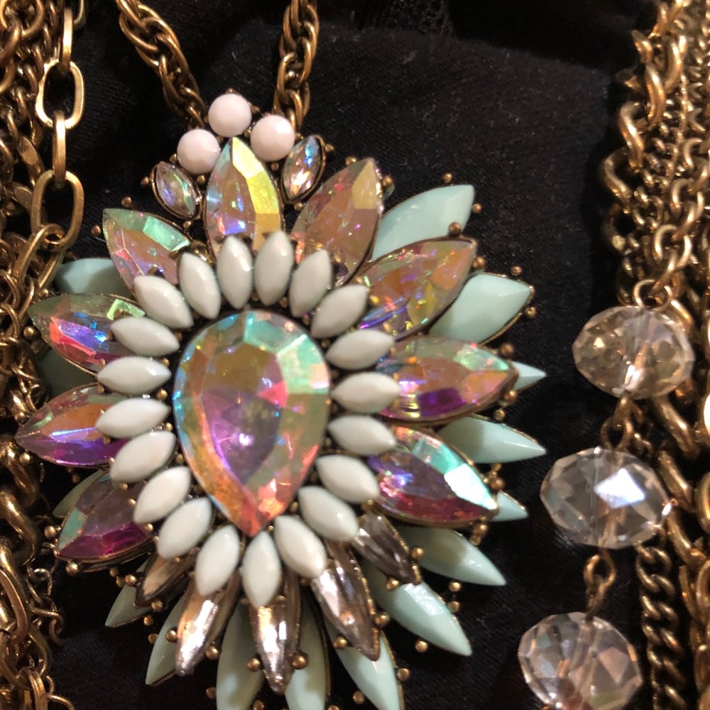 Rhinestones Stones Multi Chains Statement Necklace - image 3